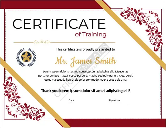 Plantilla de certificado de entrenamiento deportivo
