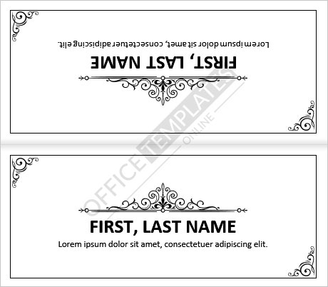 Diseño de tarjeta de nombre de mesa de dos pliegues para Microsoft Word