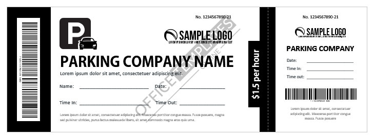 Plantilla de ticket de estacionamiento simple pero profesional para MS Word
