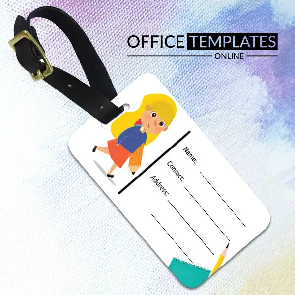 Etiqueta de nombre para llevar/bolsa de mano para niños para MS Word