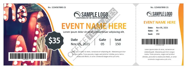 Impresionante plantilla de entradas para eventos para MS Word